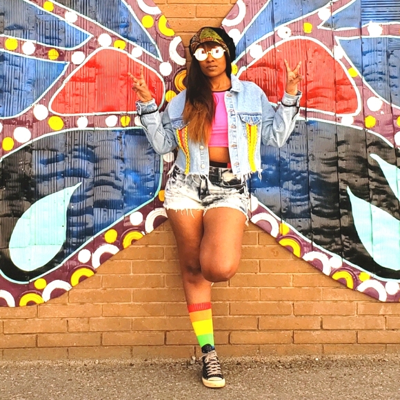 Custom Salt-n-Pepa Inspired Denim Cropped Jacket Size Medium / Large - Picture 16 of 16
